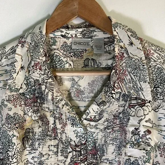 Chicos 3 Womens Vintage Size XL Button Front Long Sleeve Shirt 46" Bust - Picture 7 of 16